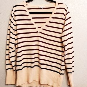 New York & company Pink striped sweater top